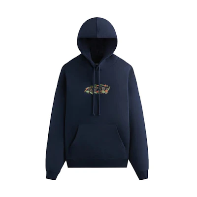 KITH PEANUTS FW23 Unisex Solid Logo Hoodie Sweatshirt - Deep Navy KHM031687-413