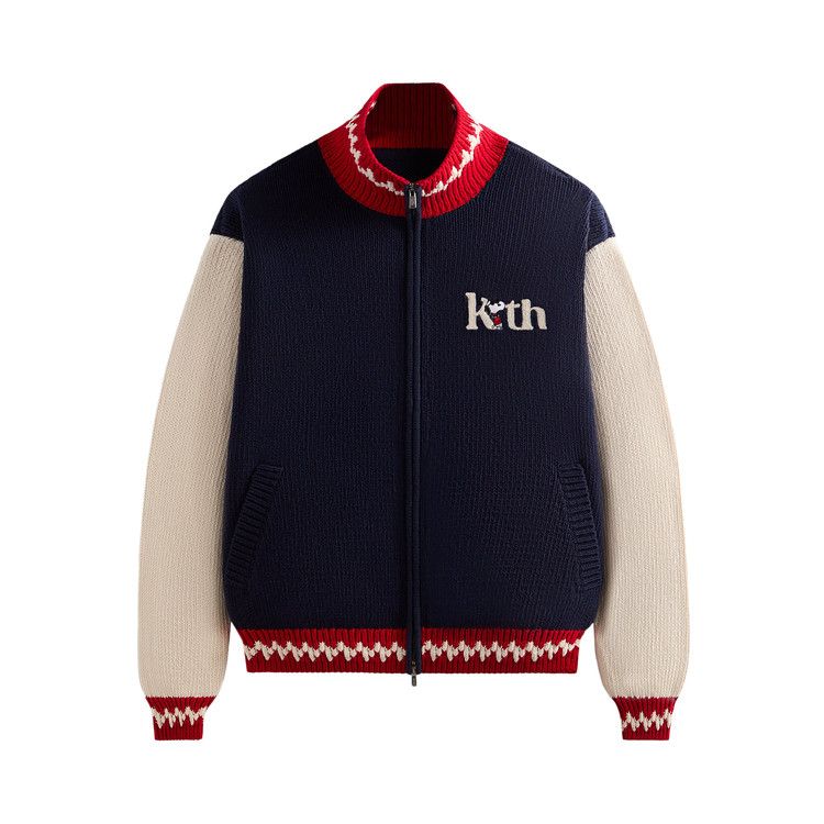 KITH x Peanuts Globe Wyona Full-Zip Sweater  Nightshade Edition. KHM010890-413