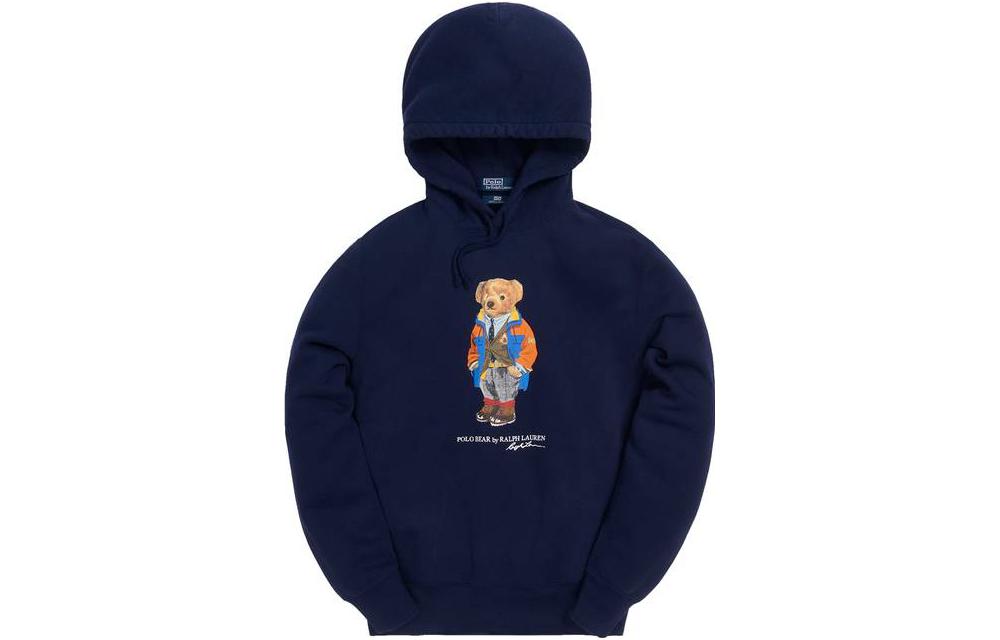 KITH Polo Ralph Lauren Collab Bear Print Hoodie Navy Blue () 710832197-001