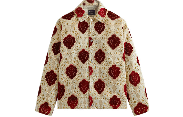 KITH Res Ipsa Tapestry Coaches Jacket Red Velvet Unisex Floral Button Jacket KHRI-001-620