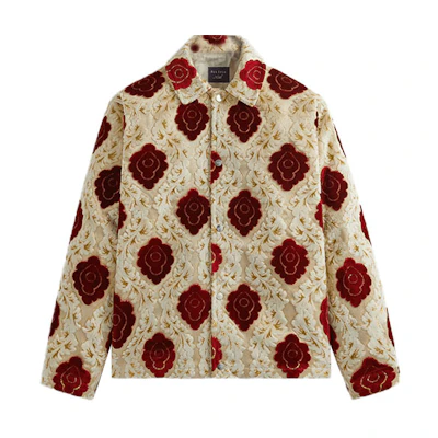 KITH Res Ipsa Tapestry Coaches Jacket Red Velvet Unisex Floral Button Jacket KHRI-001-620