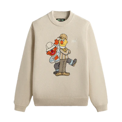 KITH Sesame Street FW24 Beige Knit Sweater - Casual, Stylish & Comfortable. KHM032971-212