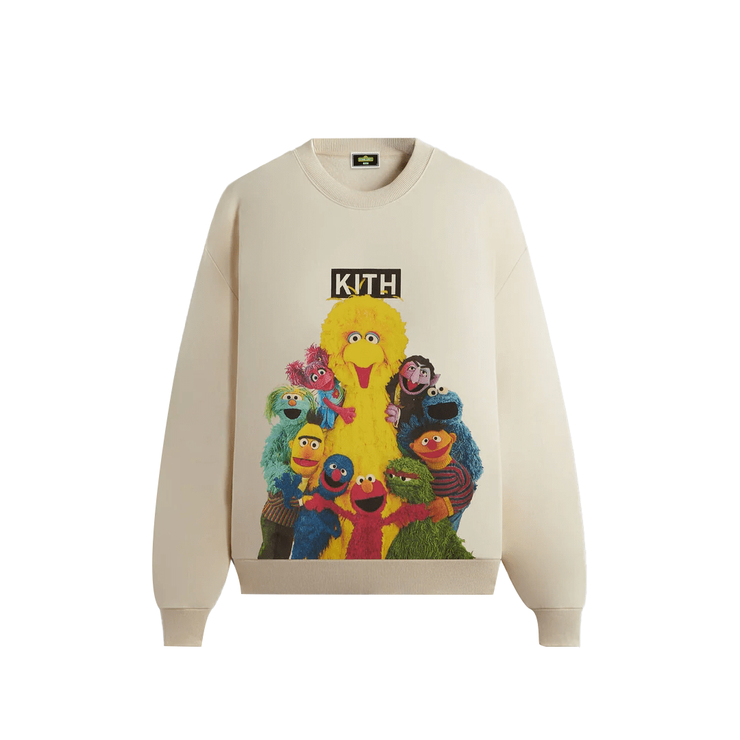 KITH Sesame Street FW24 Waffle Knit Crewneck Sweatshirt Relaxed Fit KHM033068-102
