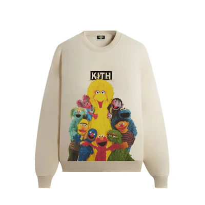 KITH Sesame Street FW24 Waffle Knit Crewneck Sweatshirt Relaxed Fit KHM033068-102