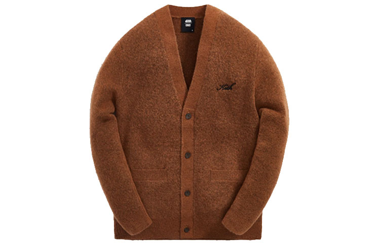 KITH STAR WARS Chewie Cardigan Jacket Brown V-Neck Long Sleeve Sweater KHM030183-233