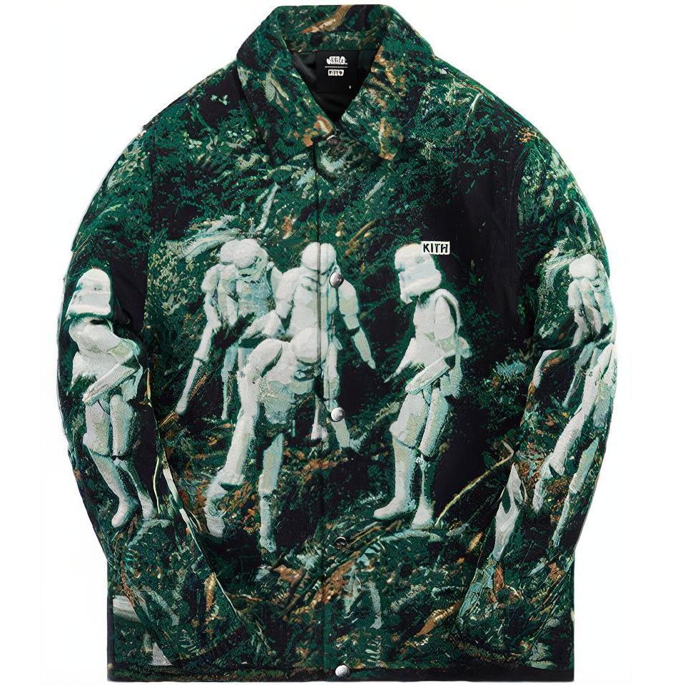 KITH STAR WARS Endor Coaches Jacket Green Long Sleeve Shirt Jacket KHM010062-302