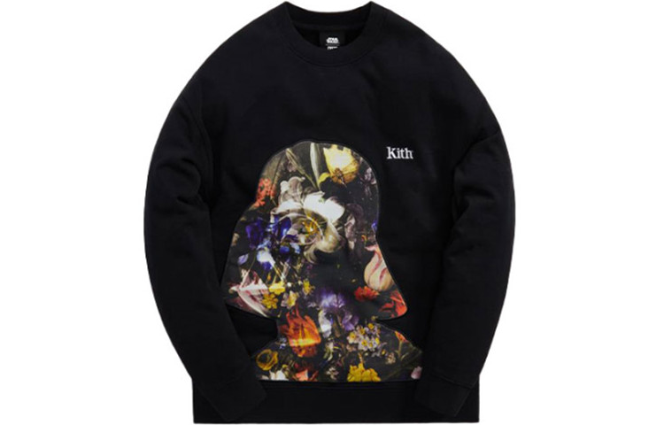 KITH x STAR WARS Floral Vader Crewneck Black Sweatshirt. KHM030217-001
