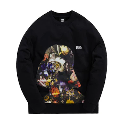 KITH STAR WARS Floral Vader Crewneck Black Sweatshirt. KHM030217-001