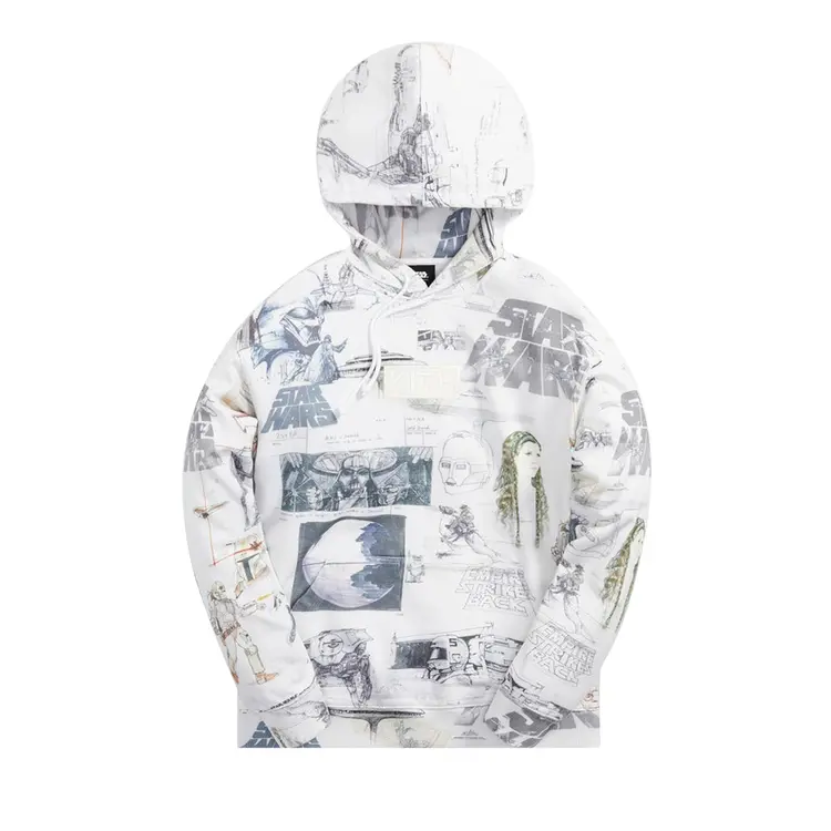 KITH x STAR WARS Sketches Hoodie White Unisex Pullover Sweatshirt KHM030213-101