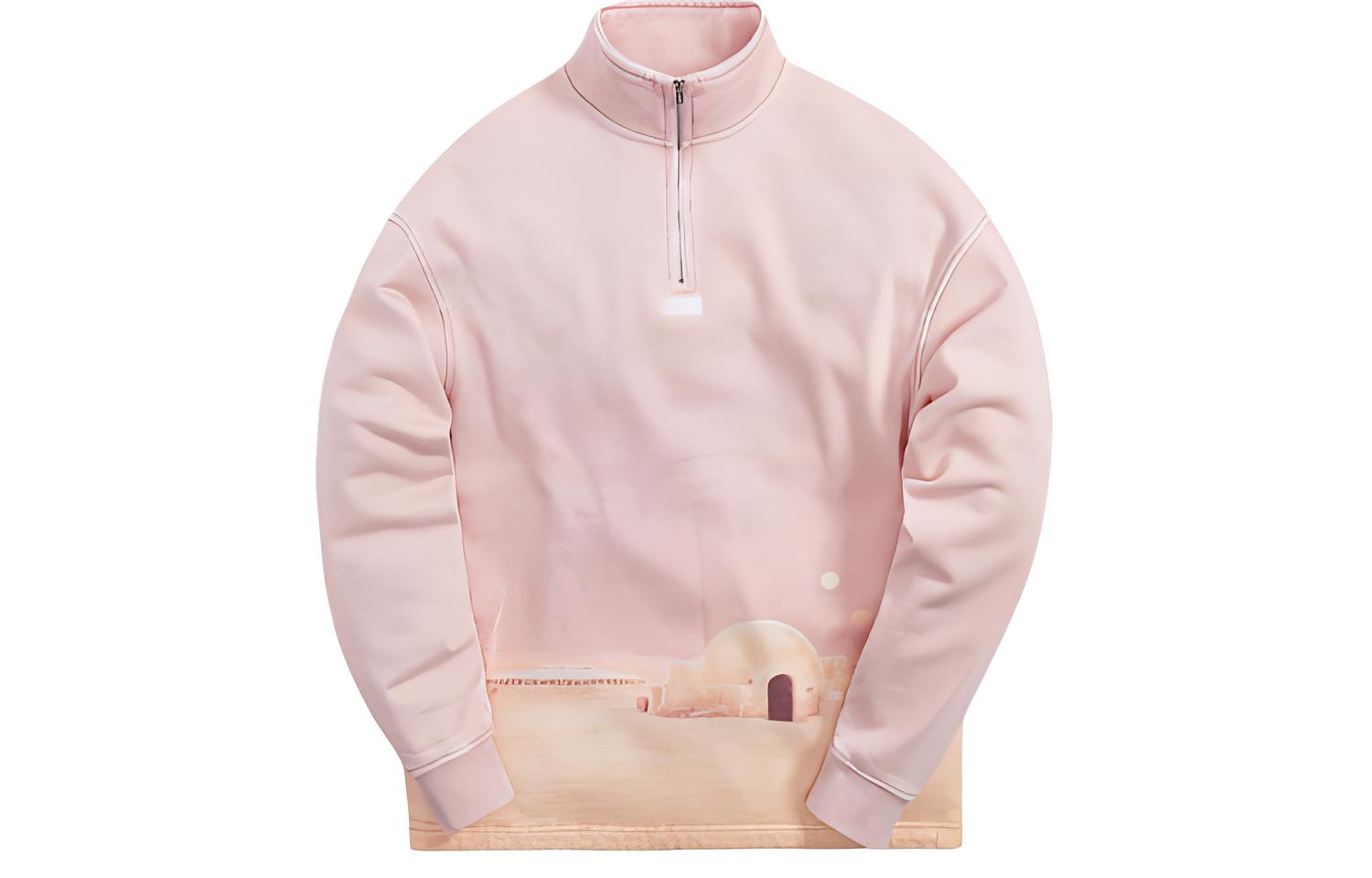 KITH STAR WARS Tatooine Quarter Zip Dusty Quartz Pink Sweatshirt KHM030186-605