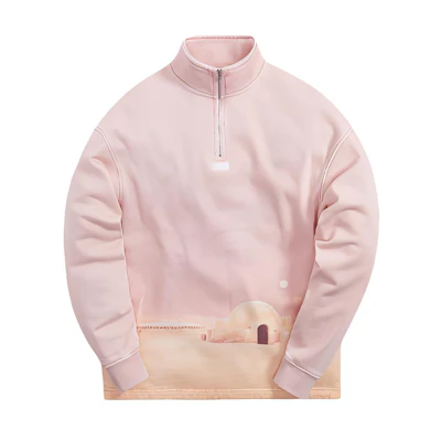 KITH STAR WARS Tatooine Quarter Zip Dusty Quartz Pink Sweatshirt KHM030186-605