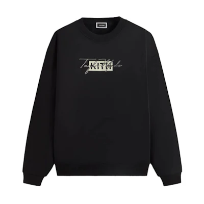 KITH Taylormade SS24 Unisex Black Logo Slim Fit Crewneck Long Sleeve Sweatshirt KHM032301-001