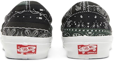 KITH x Vans Vault OG Classic Slip-On LX 'Bandana - Scarab' - Bandana Hijau Scarab VN0A45JK6CF Details for KITH x Vans Vault OG Classic Slip-On LX 'Bandana - Scarab' - Bandana Hijau Scarab VN0A45JK6CF