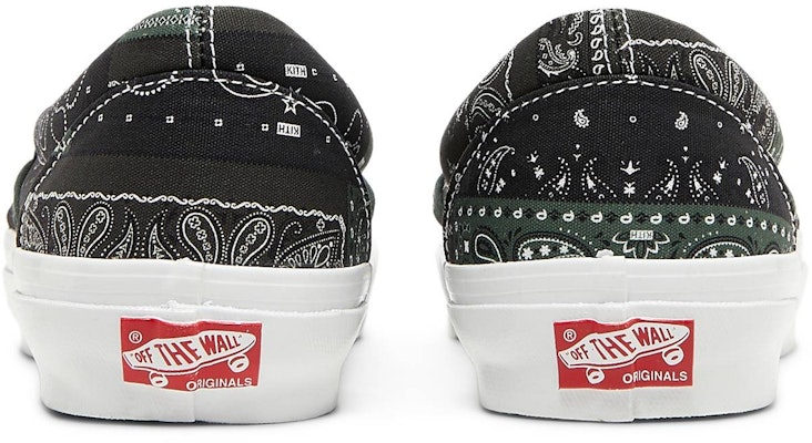 KITH x Vans Vault OG Classic Slip-On LX 'Bandana - Scarab' - Bandana Hijau Scarab VN0A45JK6CF Details for KITH x Vans Vault OG Classic Slip-On LX 'Bandana - Scarab' - Bandana Hijau Scarab VN0A45JK6CF
