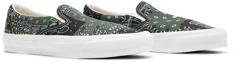 KITH x Vans Vault OG Classic Slip-On LX 'Bandana - Scarab' - Bandana Hijau Scarab VN0A45JK6CF Cheap KITH x Vans Vault OG Classic Slip-On LX 'Bandana - Scarab' - Bandana Hijau Scarab VN0A45JK6CF