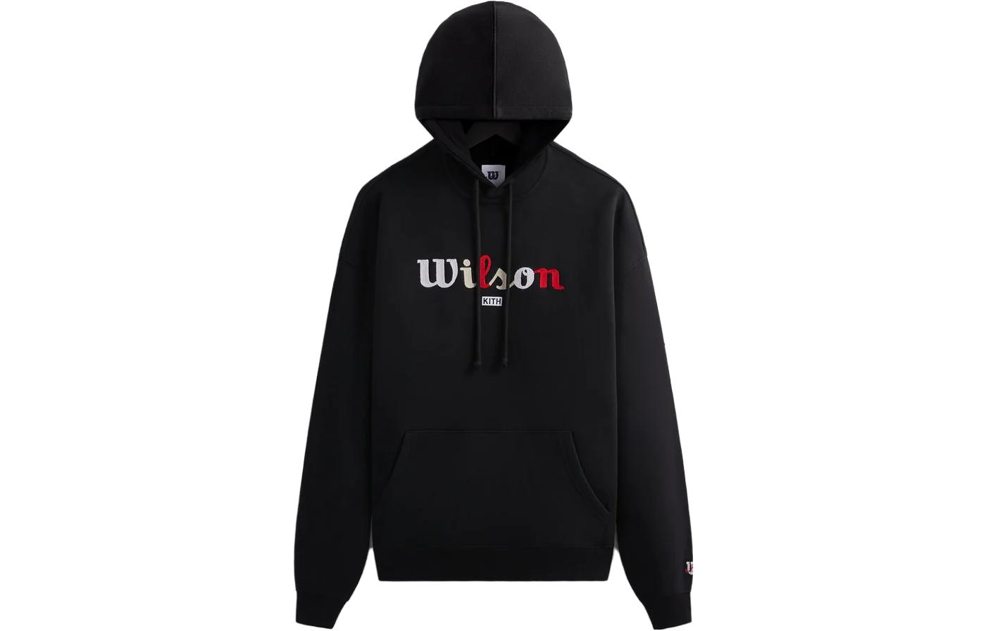 KITH Wilson Black Letter Print Hoodie Long Sleeve Collaboration KHM031203-001