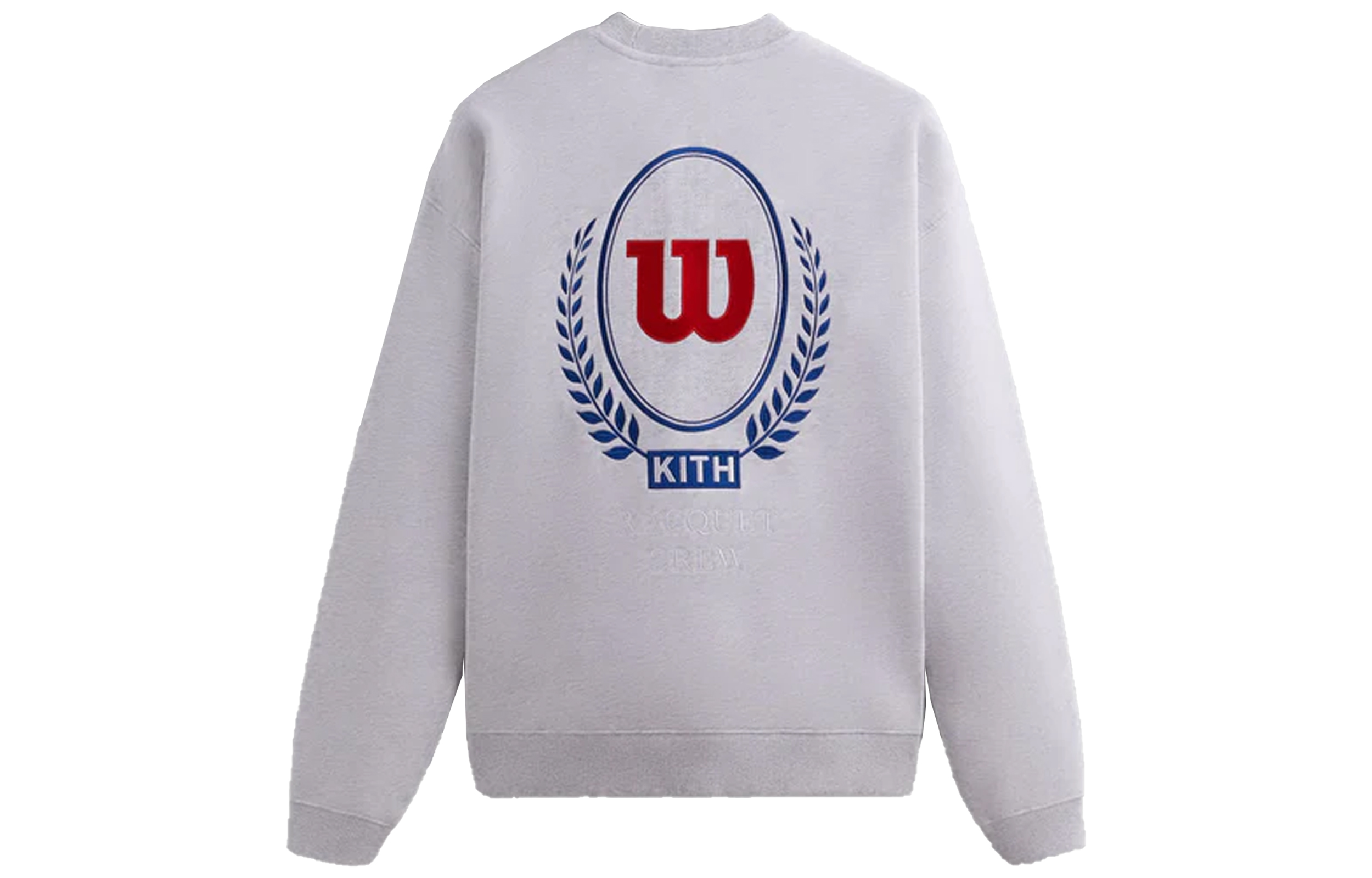 KITH Wilson Logo Embroidered Crewneck Long Sleeve Sweatshirt Light Gray Men KHM031241-002