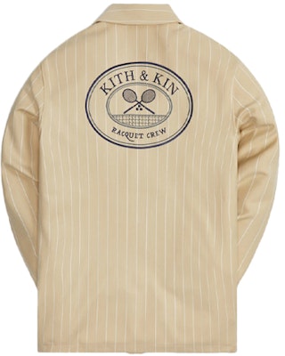 KITH x Wilson Pinstripe Knit Coaches Jacket Kelabu Cerah - Rekaan Berkolar Logo KHM010074-210 Order KITH x Wilson Pinstripe Knit Coaches Jacket Kelabu Cerah - Rekaan Berkolar Logo KHM010074-210