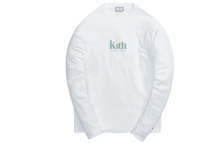KITH Wilson Serif Tee White Crewneck Long Sleeve Casual Sweatshirt KHM030085-101
