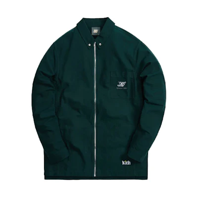 KITH Wilson Tighe Collared Shirt Solid Logo Jacket Green () KHM030076-302
