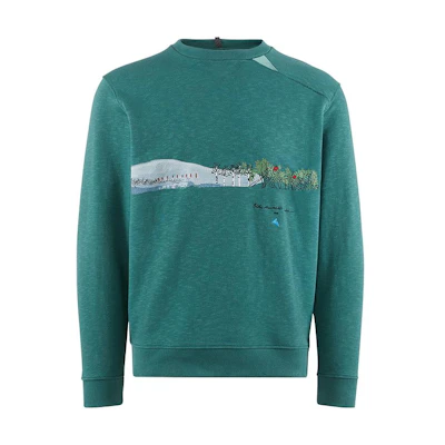 KLATTERMUSEN Turid Crew Sweatshirt Artist Edition Scenic Print Unisex Green 10307M