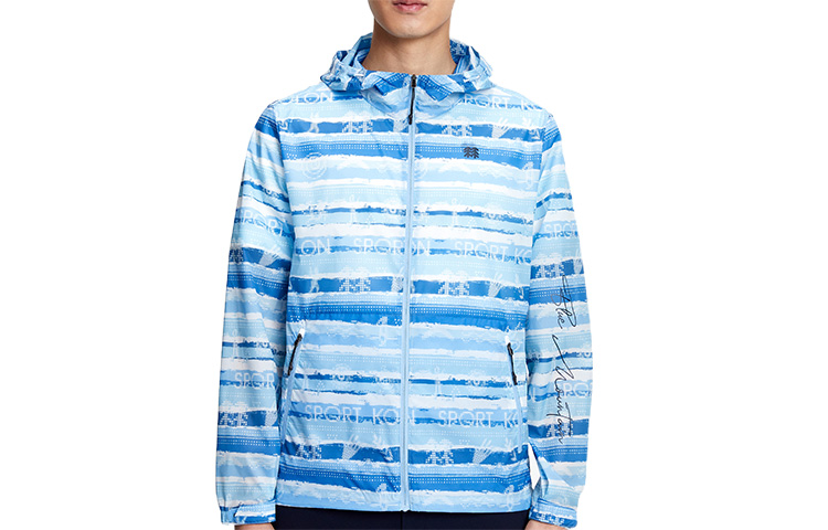KOLON SPORT 24Nature Windproof Water-Resistant Letter Print Hoodie Jacket LHJK1MN137