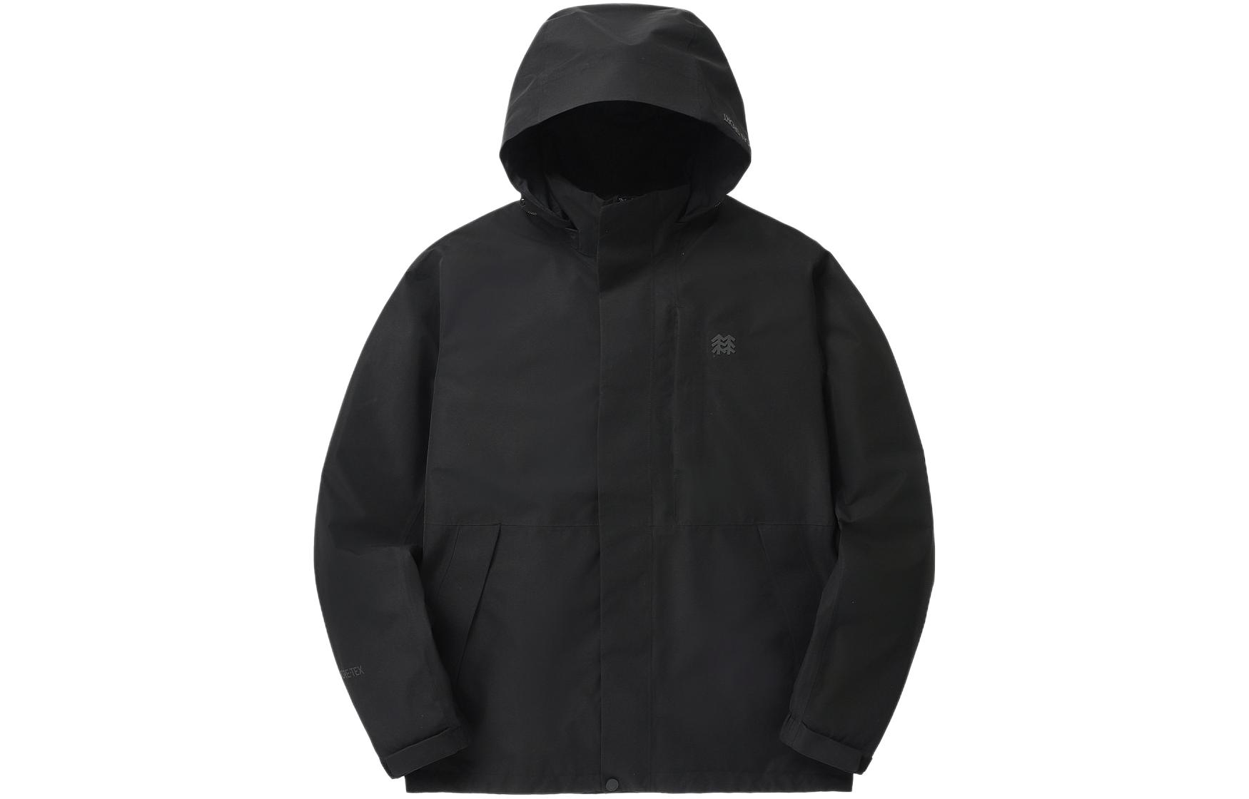 KOLON SPORT  Black Hooded Zipper Logo Jacket V2JGX24121-BLK