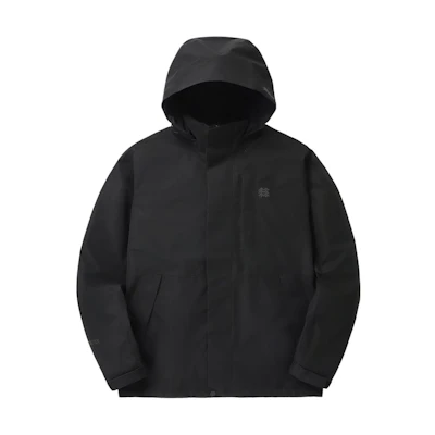 KOLON SPORT Black Hooded Zipper Logo Jacket V2JGX24121-BLK