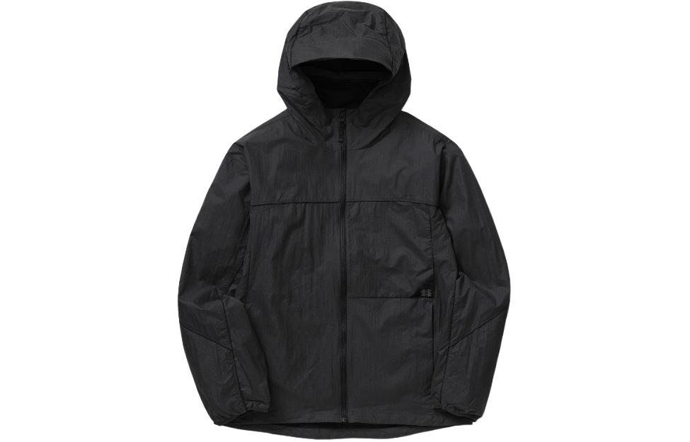 KOLON SPORT Black Hooded Jacket – Solid Color, Slim Fit, Long Sleeve TLJJM24511-CHA