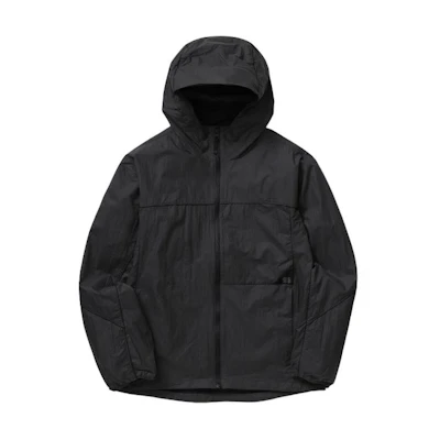 KOLON SPORT Black Hooded Jacket – Solid Color, Slim Fit, Long Sleeve TLJJM24511-CHA