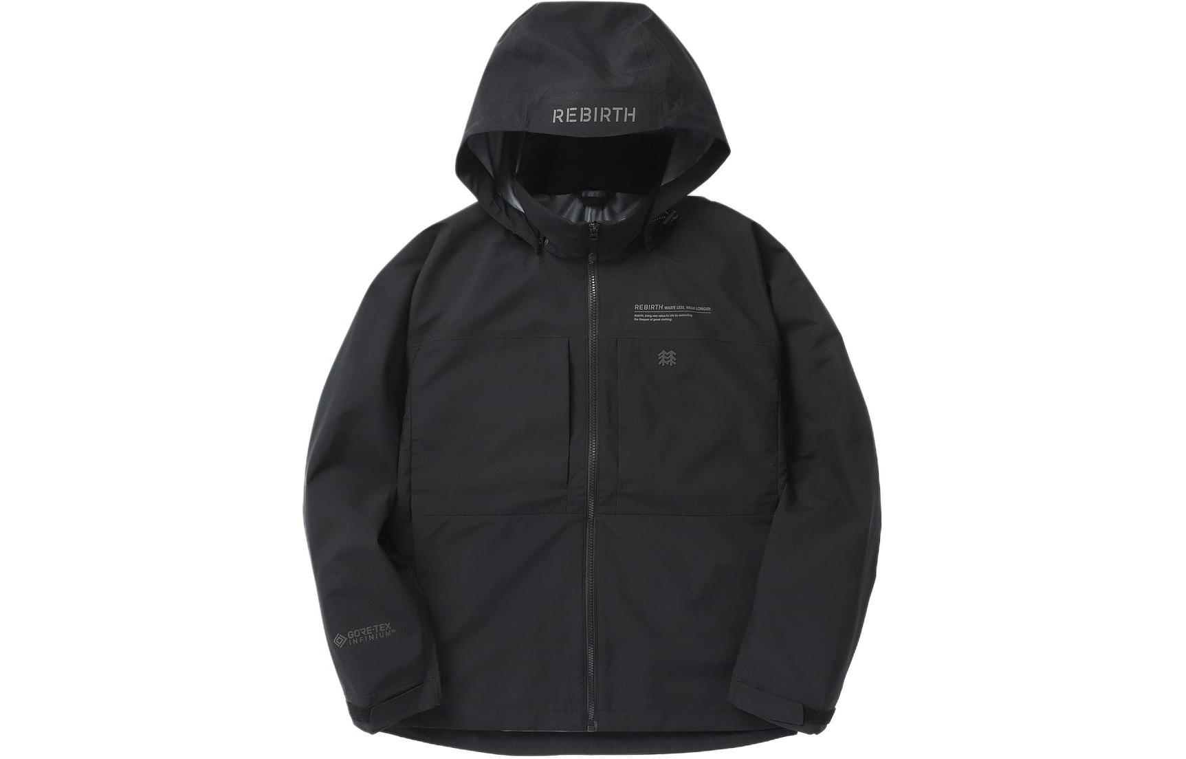 KOLON SPORT Black Hooded Zip-Up Jacket with Embroidered Logo 21JJX23911-BLK