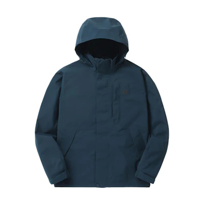 KOLON SPORT Blue Solid Color Zip-Up Hooded Jacket V2JGX24123-DTE
