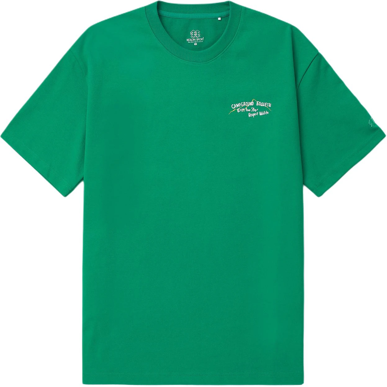 kolon-sport-green-oversized-lettering-tee-unisex-crewneck-t-shirt-tltcm-24607-gre