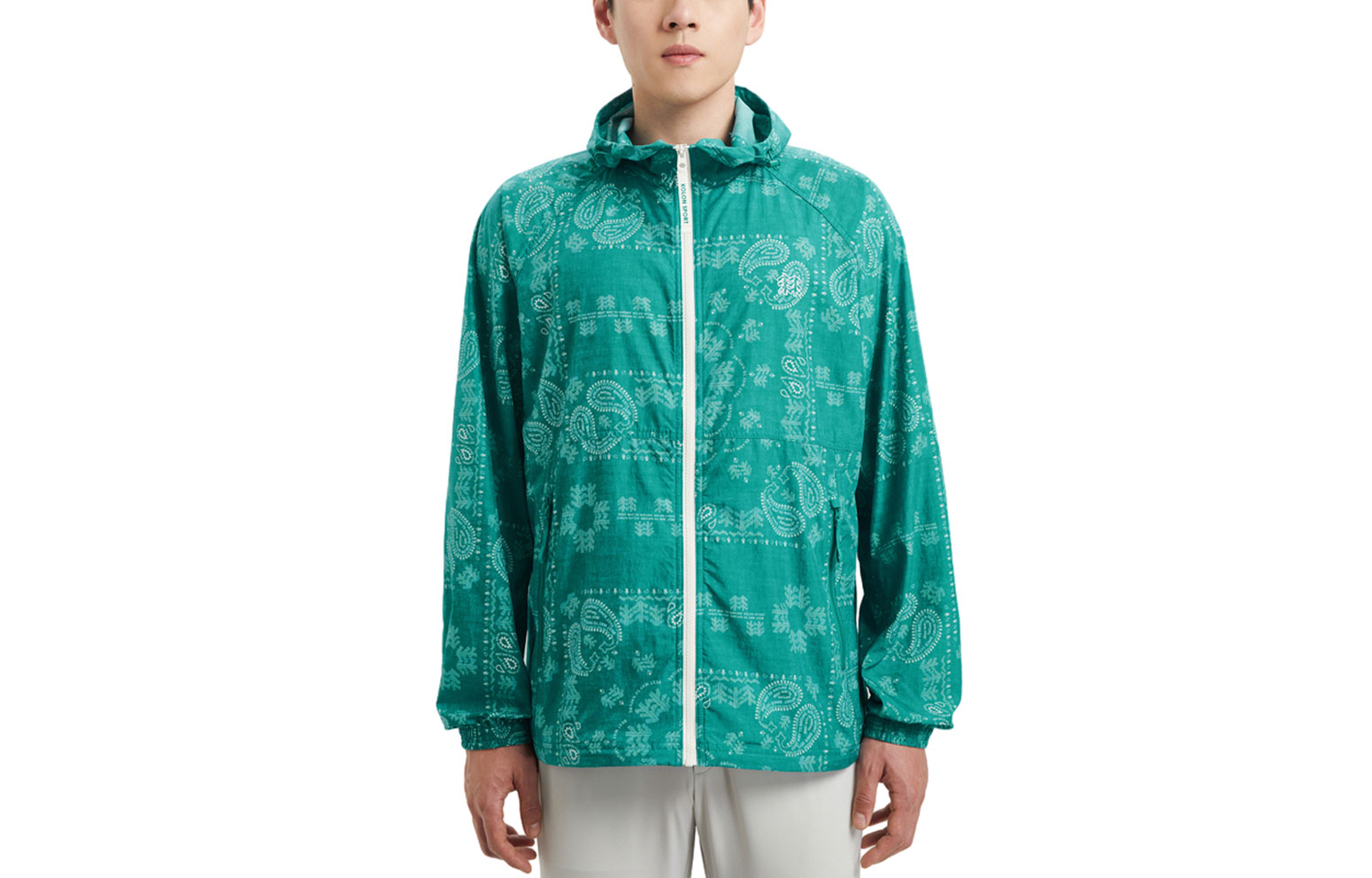KOLON SPORT Outdoor Colorblock Hooded Jacket - Green LHJK3MNK37