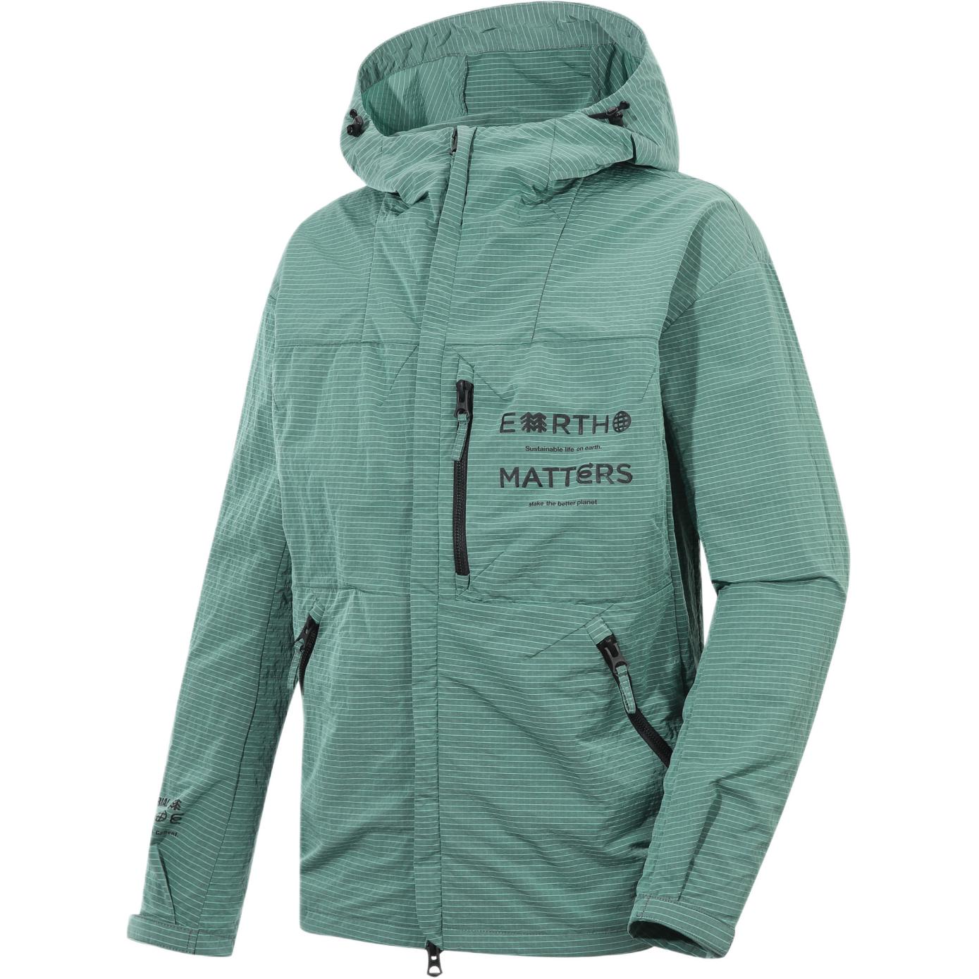 Kolon Sport Plaid Print Windbreaker Zip Hoodie Jacket Unisex Light Mint Green JWJJX23291LMI