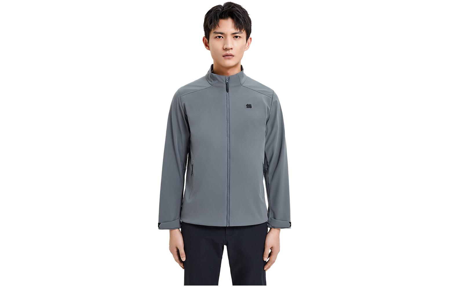 KOLON SPORT Solid Color Softshell Jacket with Logo Design LHJK3SN157