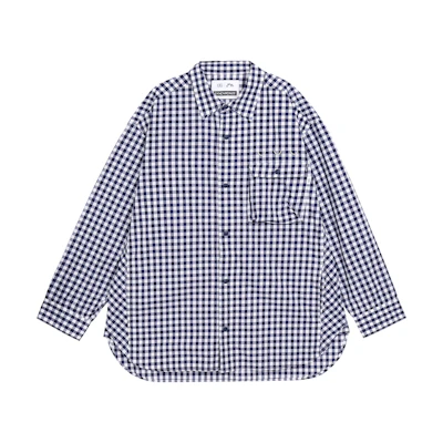 KOLON SPORT SS24 Checkered Outdoor Casual Long Sleeve Shirt Navy Unisex LUSH4MT937NV