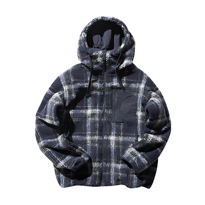 KOLON SPORT Travel Series Outdoor Fleece Hoodie - Plaid & Warmth LHFJ1WTK51