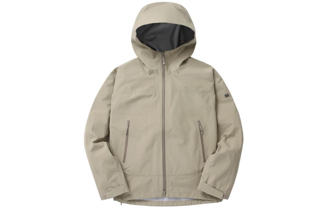 Order KOLON SPORT Unisex Jaket Windbreaker Coklat Muda Bertopi dengan Zip. TLJGX24491BEI