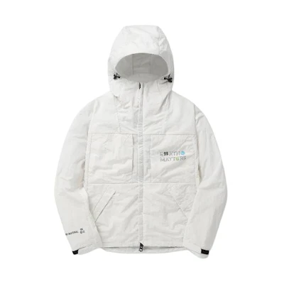 KOLON SPORT White Letter Print Zip-Up Hooded Windbreaker Jacket Unisex JWJJX24291-CRE