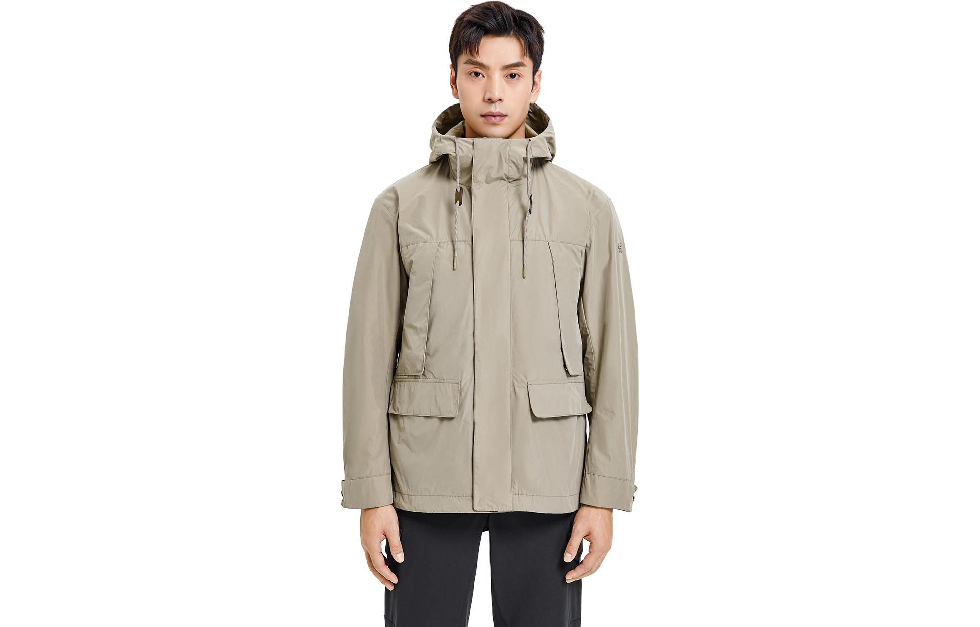 KOLON SPORT Windbreaker Jacket with Multi-Pocket & Hood - Solid Color LHJK2ATK41