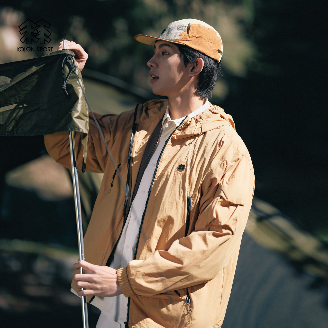 Cheap 코오롱스포츠 방풍 방수 조절가능한 헴 UV 자켓 유니섹스 LUJK4MT721