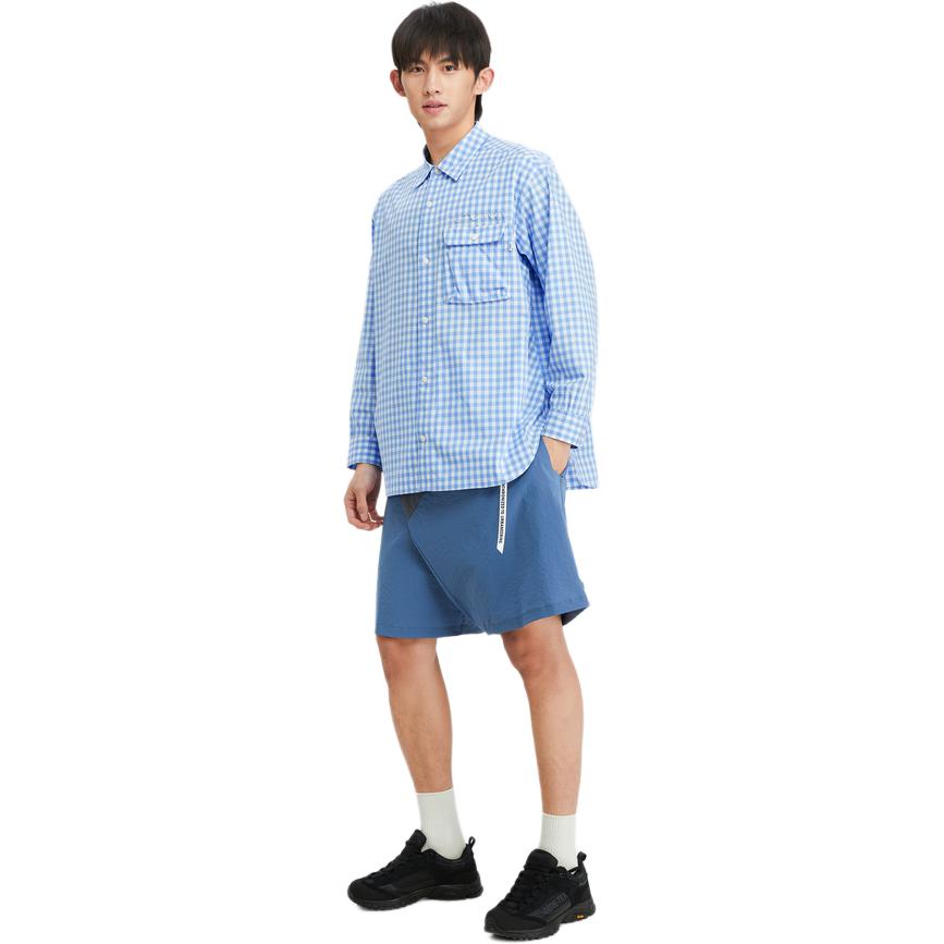 Shop KOLON SPORT x CMFY 格紋寬鬆版型男女休閒長袖襯衫 LUSH4MT937