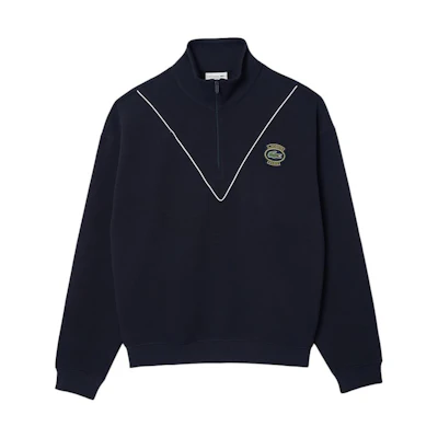 Lacoste Badge Mock Neck Pullover Sweatshirt Deep Abyss Blue. SH7386-HDE
