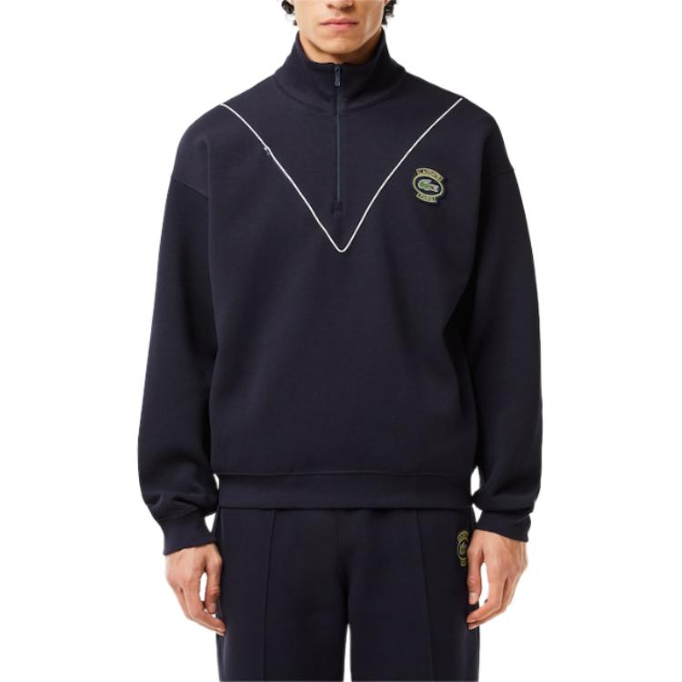 Lookbook Lacoste  Badge Mock Neck Pullover Sweatshirt Deep Abyss Blue. SH7386-HDE