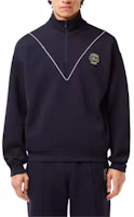 Lookbook Lacoste Badge Mock Neck Pullover Sweatshirt Deep Abyss Blue. SH7386-HDE