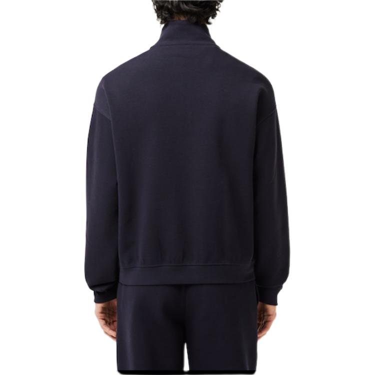 Shop Lacoste  Badge Mock Neck Pullover Sweatshirt Deep Abyss Blue. SH7386-HDE