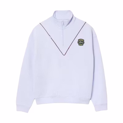 LACOSTE Badge Stand Collar Pullover Sweatshirt - Phoenix Blue. SH7386-J2G