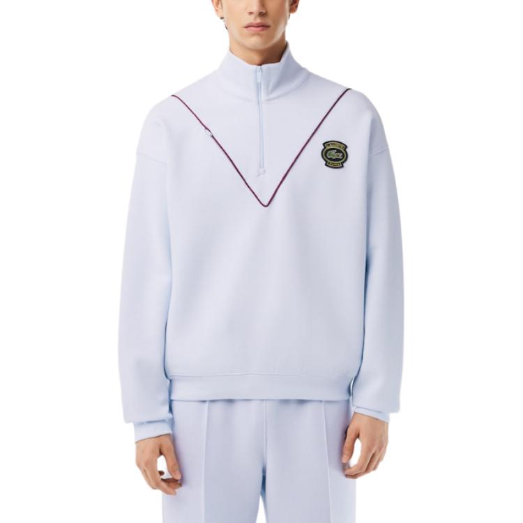 Lookbook LACOSTE  Badge Stand Collar Pullover Sweatshirt - Phoenix Blue. SH7386-J2G