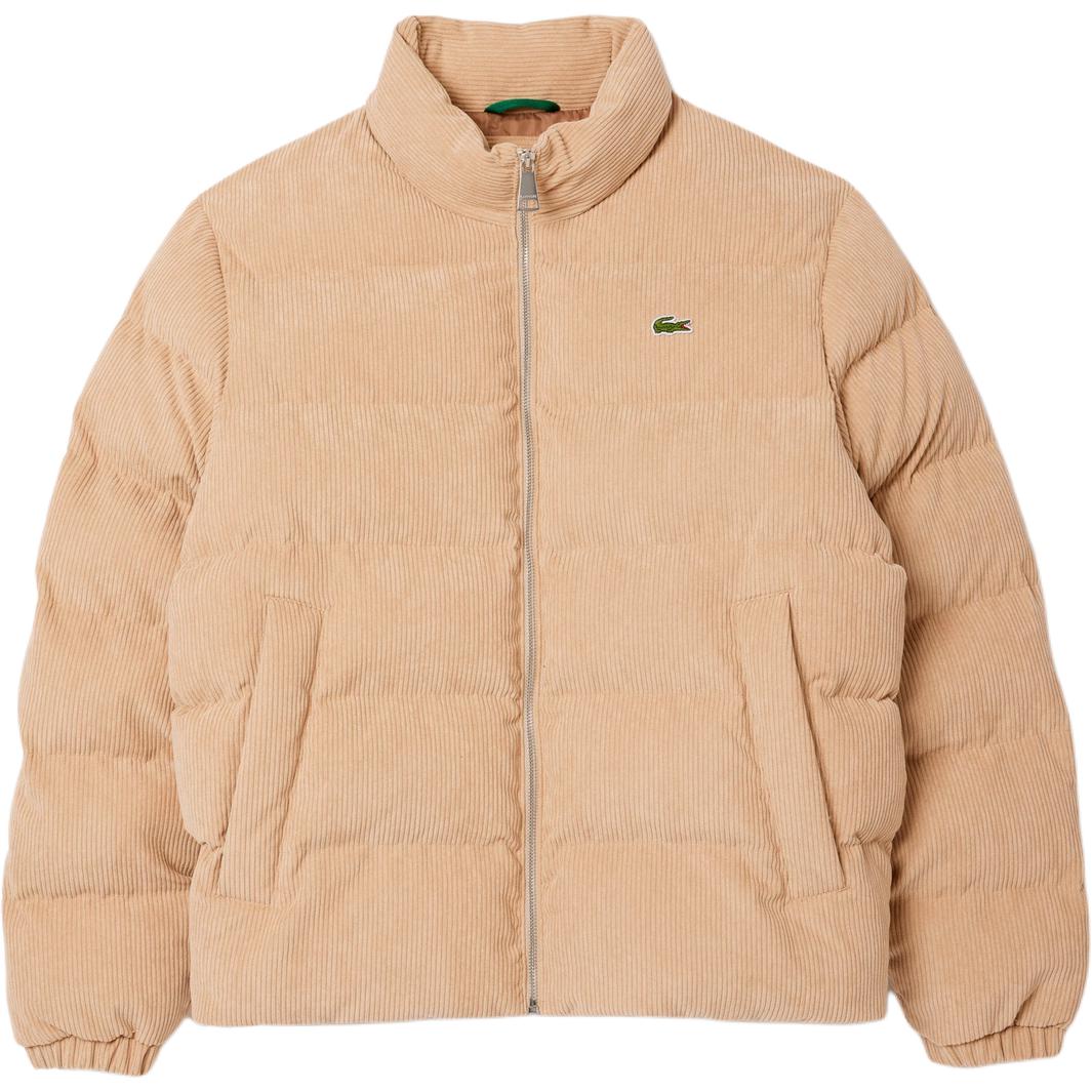 LACOSTE  Beige Corduroy Zip-Up Jacket with Solid Stand Collar. BH7141-02S